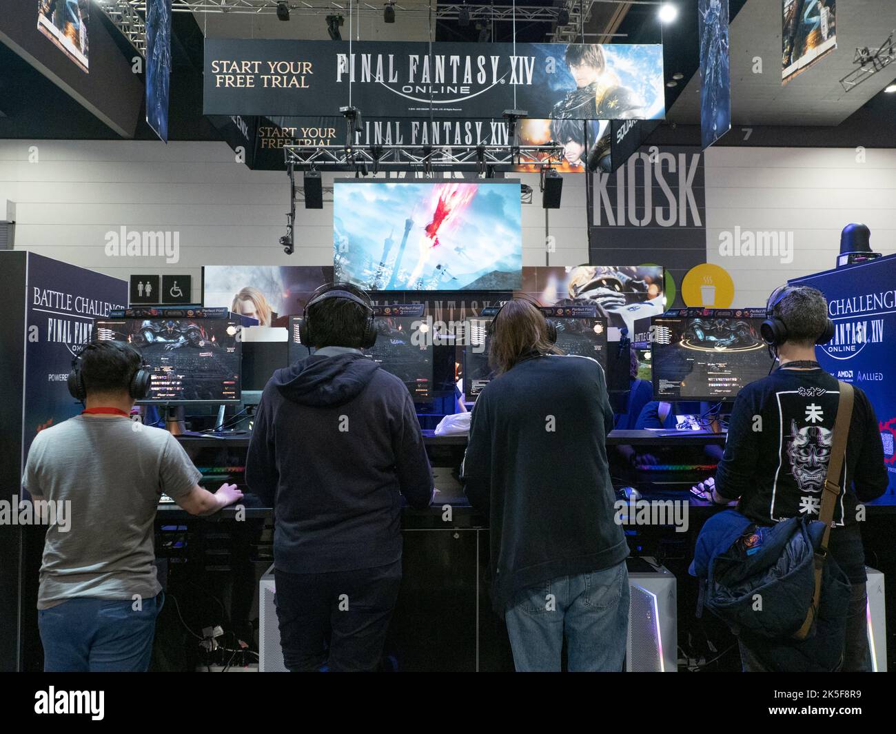 Melbourne, Australia, 7th October 2022. Four people play Final Fantasy