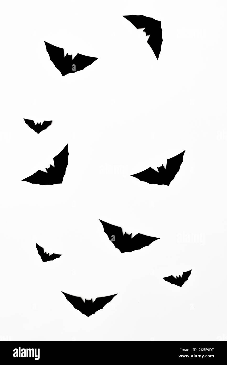 Black Silhouettes Of Flying Bats Set On White Background Stock Illustration   Download Image Now  iStock