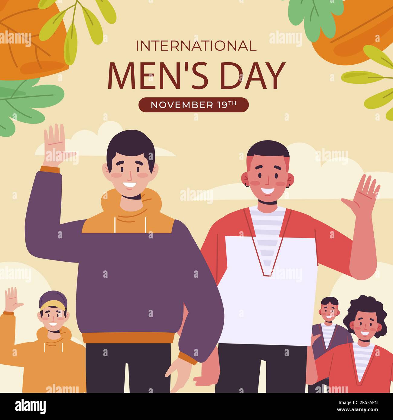 Flat international mens day Vector illustration. Stock Vector