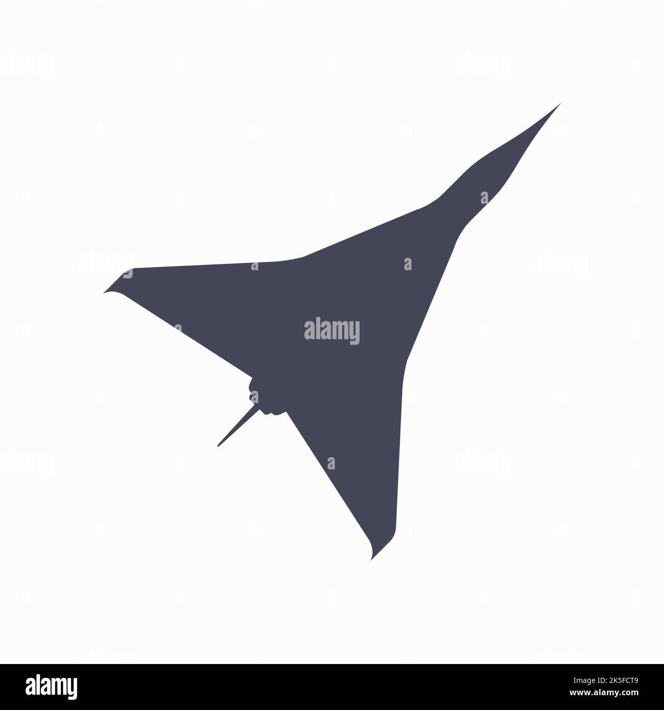 Supersonic Passenger Aircraft Silhouette Aircraft Top View Icon Flat