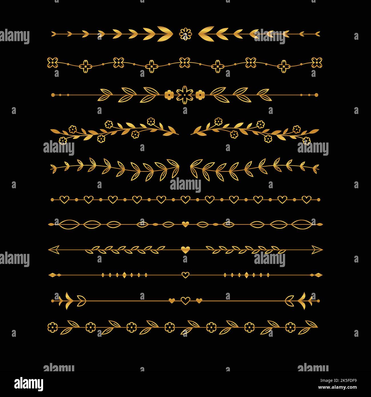 hand drawn wedding ornaments collection vector design illustration ...