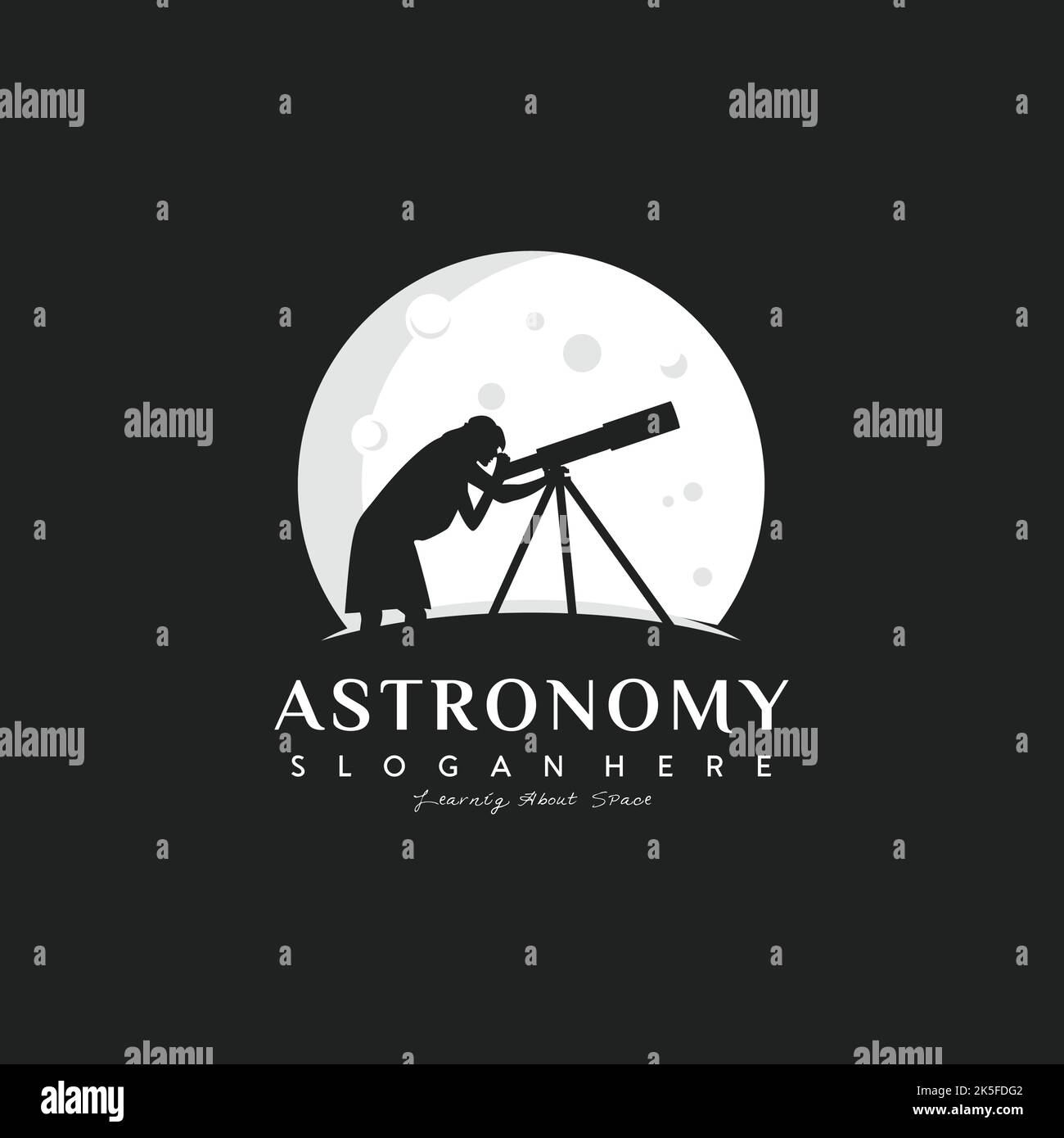 space telescope line art logo vector illustration design Stock Vector