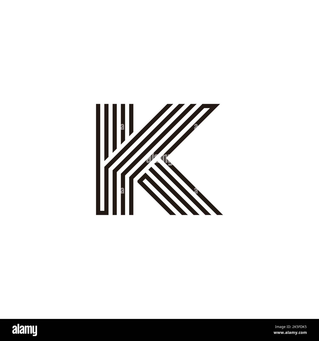 letter yk stripes linked line logo vector Stock Vector