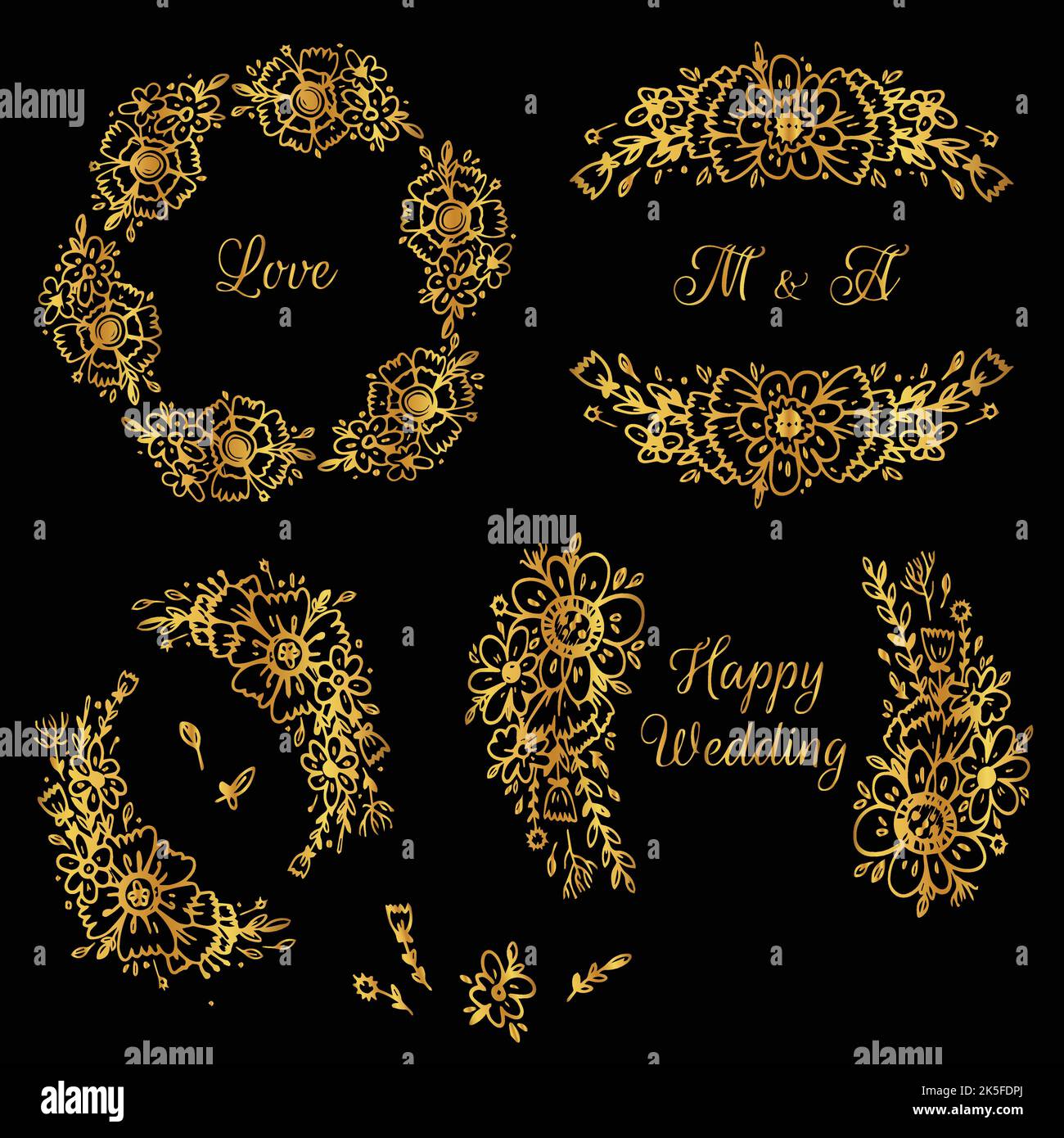 Vintage floral ornate calligraphic frames for wedding and ...