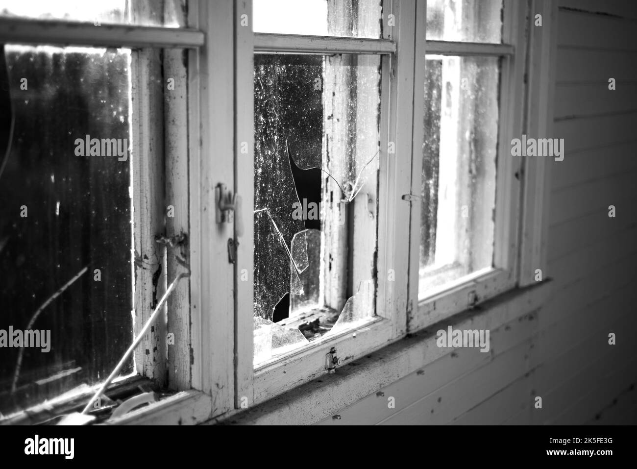 Broken house window Black and White Stock Photos & Images Alamy