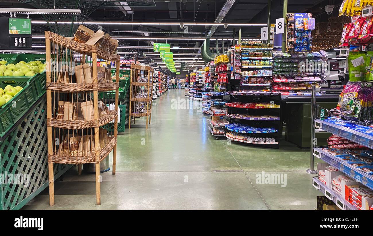TBILISI , GEORGIA - AUGUST 29, 2022: Agrohub is a big supermarket in Tbilisi Stock Photo