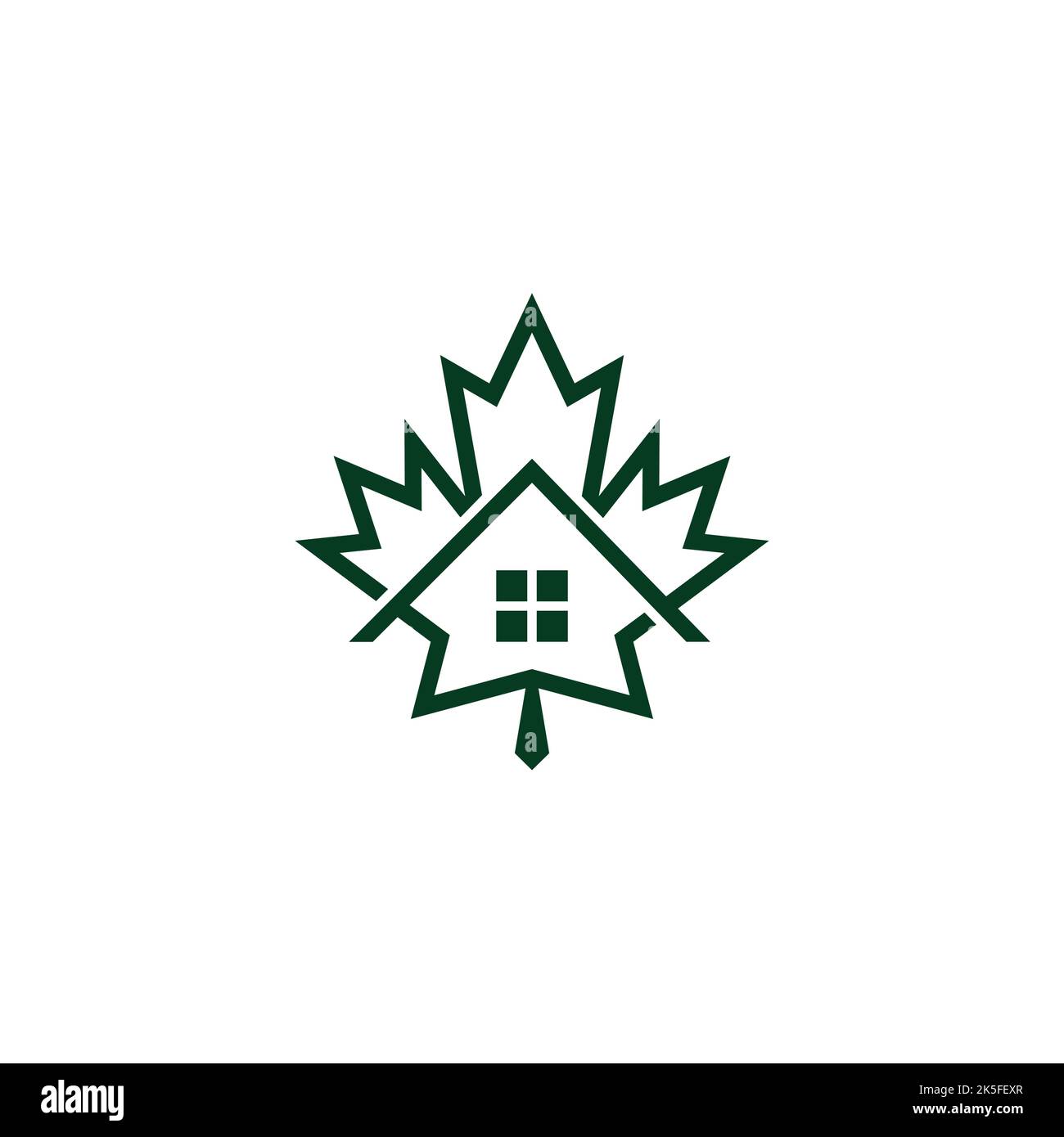 green leaf home window simple geometric logo vector Stock Vector