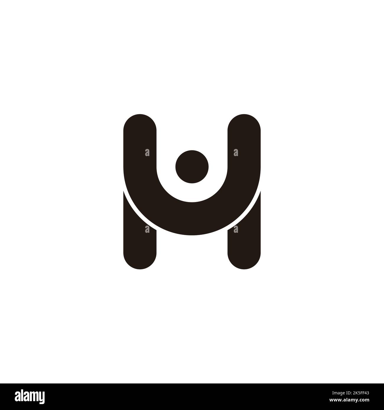 letter uh simple curves dot logo vector Stock Vector