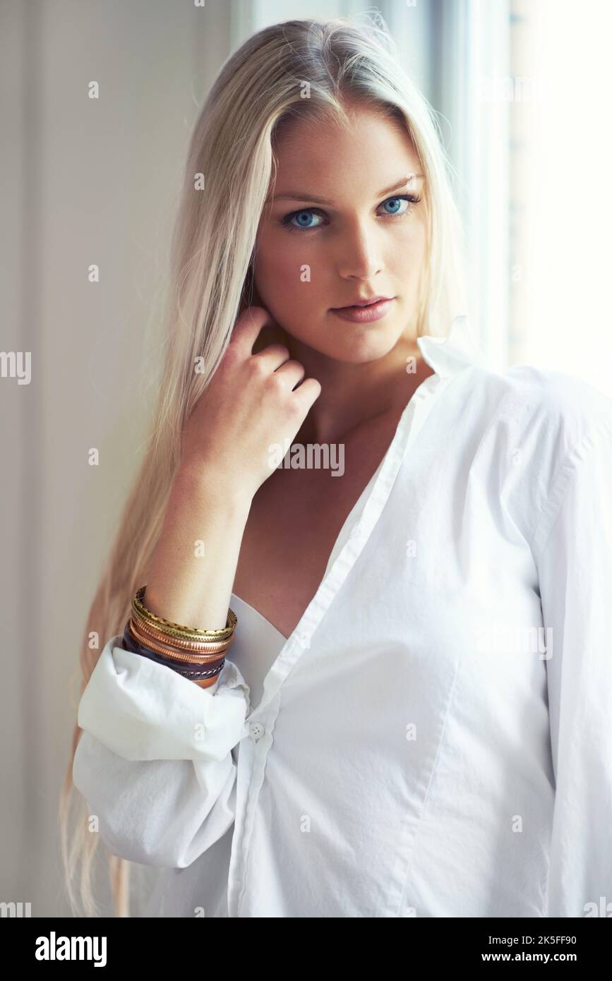 Woman wearing unbuttoned shirt hires stock photography and images Alamy