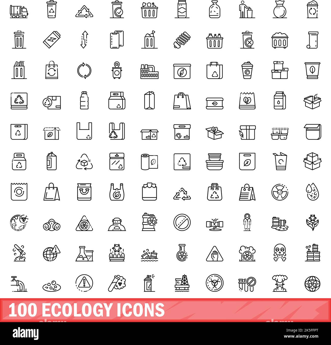 100 ecology icons set. Outline illustration of 100 ecology icons vector ...