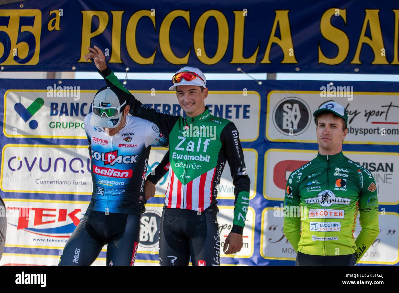 Il podio DFederico Guzzo (Zalf, 1°), Alessandro Romele (Colpack, 2°) e