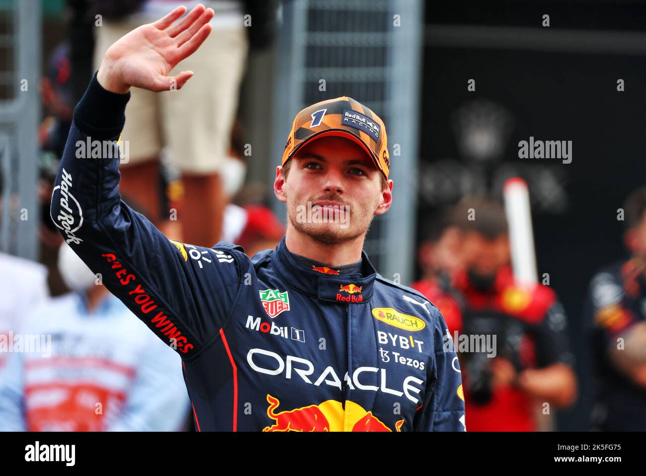 Suzuka, Japan. 08th Oct, 2022. Max Verstappen (NLD) Red Bull Racing  celebrates his pole position in qualifying parc ferme. Japanese Grand Prix,  Saturday 8th October 2022. Suzuka, Japan. Credit: James Moy/Alamy Live