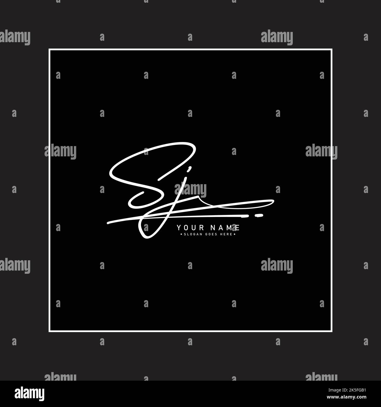 Initial Letter SJ Logo, Hand Drawn Signature Logo - Signature Monogram Logo Stock Vector