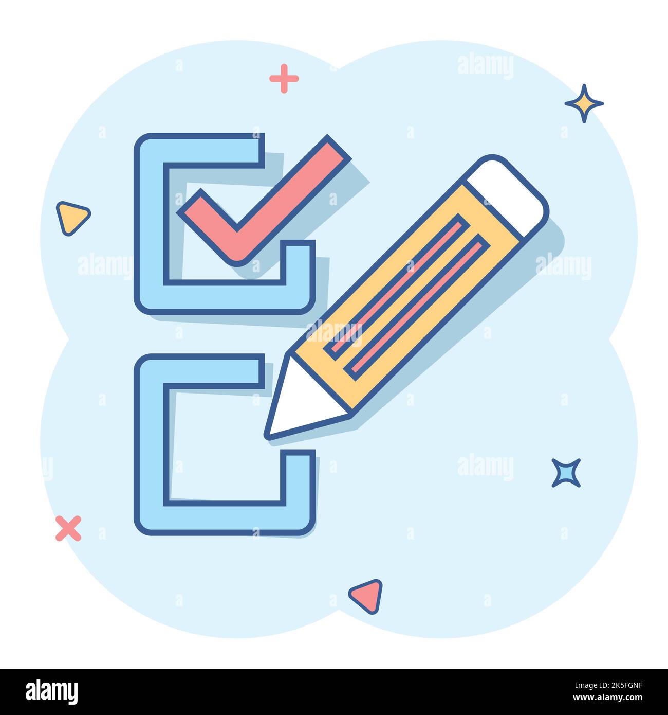 Checklist document sign icon in comic style. Survey vector cartoon ...