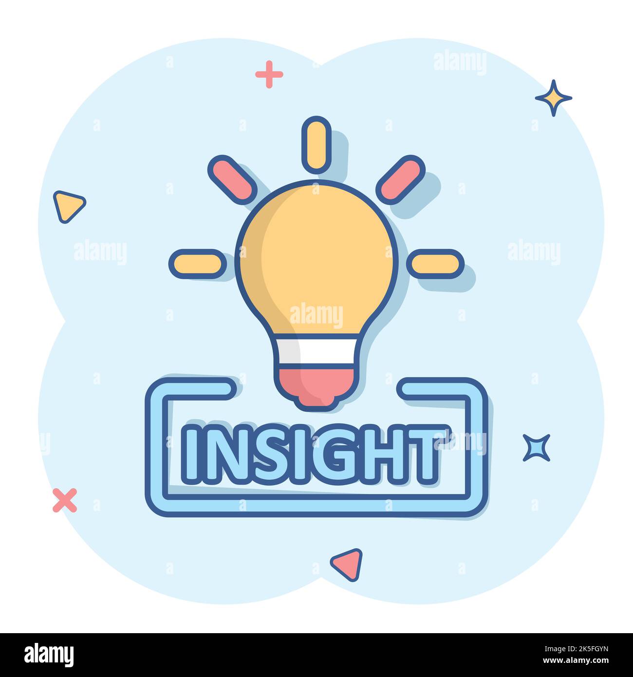 Insight icon in comic style. Bulb vector cartoon illustration on white ...