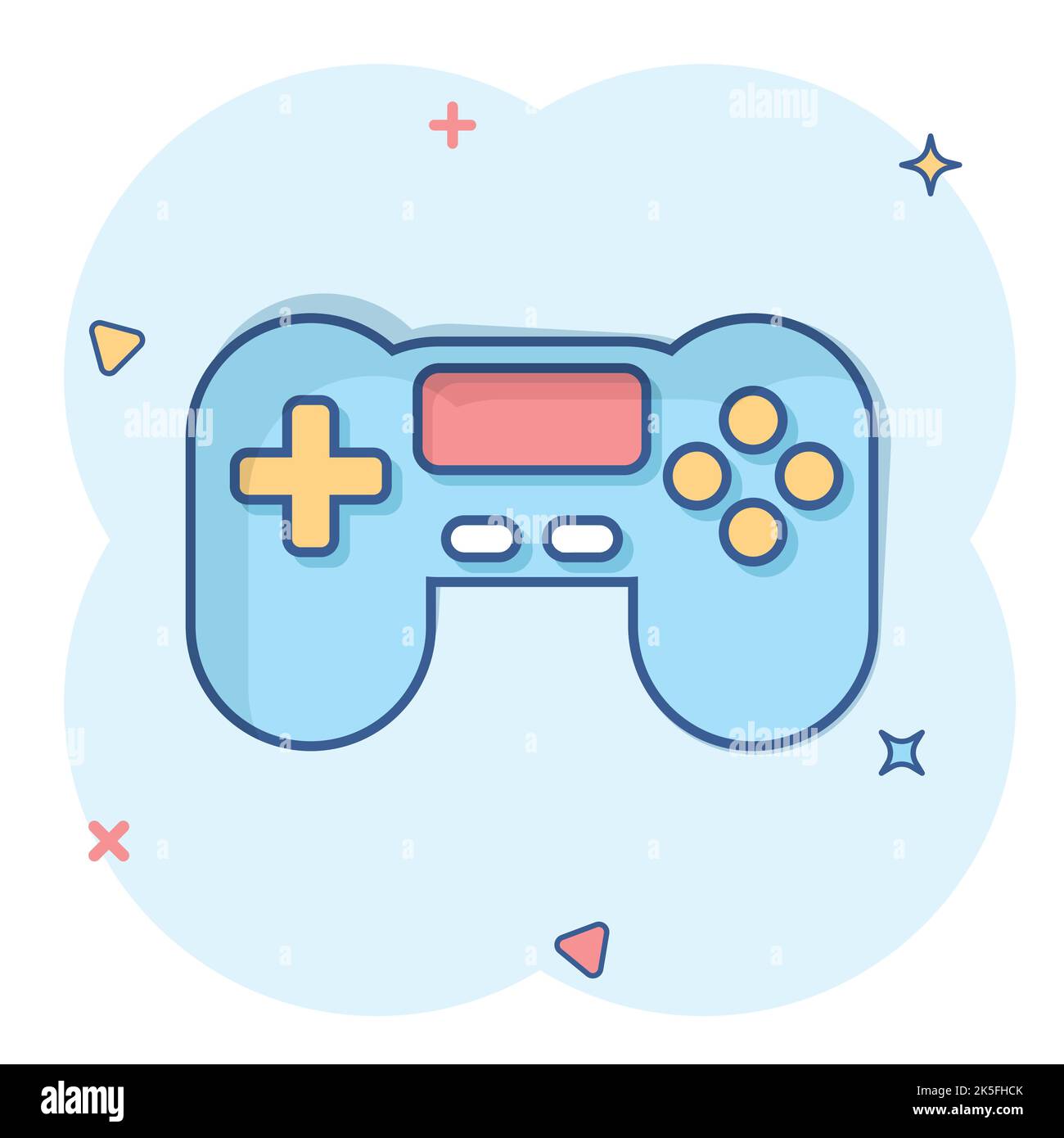 Joystick sign icon in comic style. Gamepad vector cartoon illustration ...