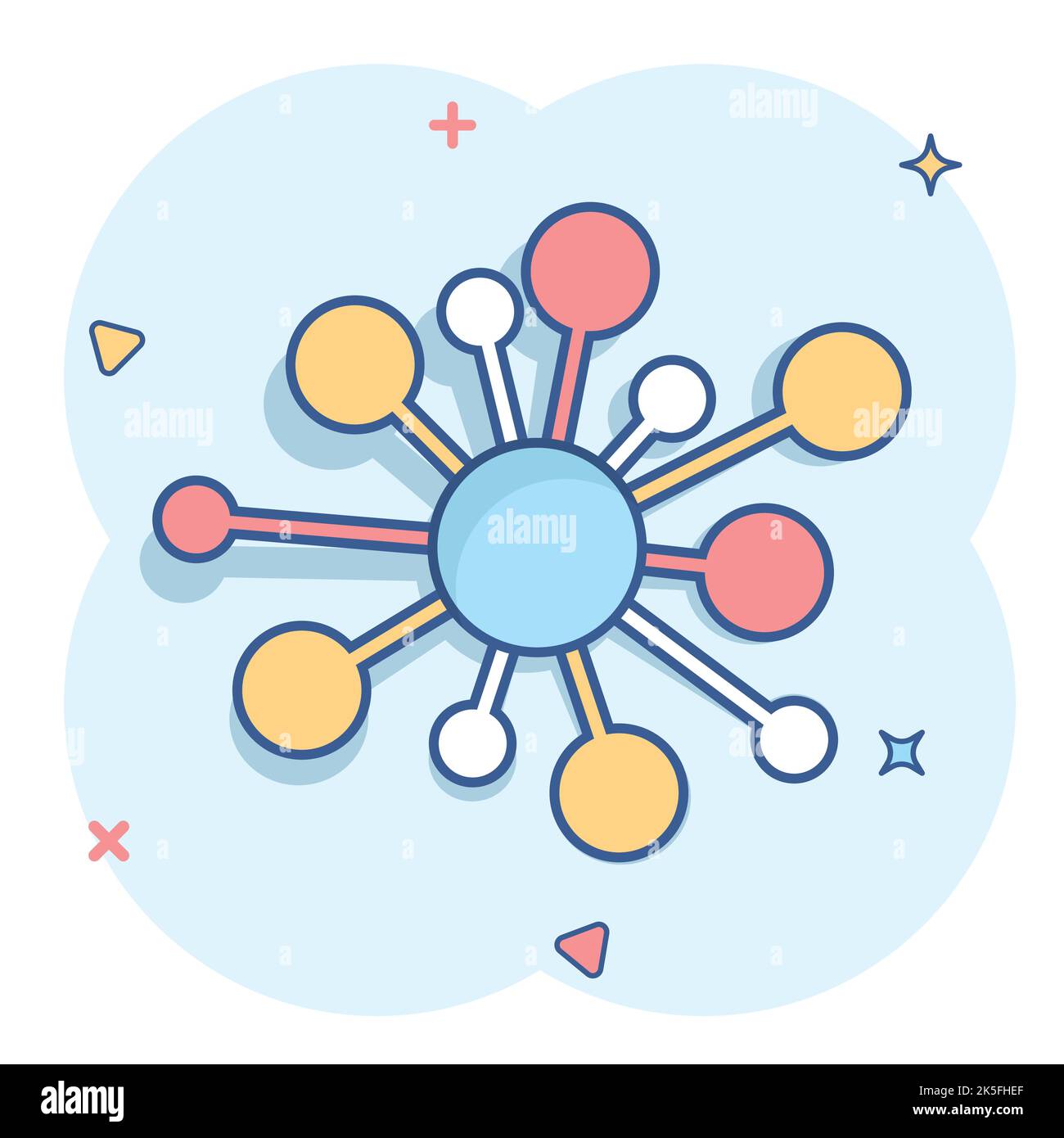 Hub network connection sign icon in comic style. Dna molecule vector ...