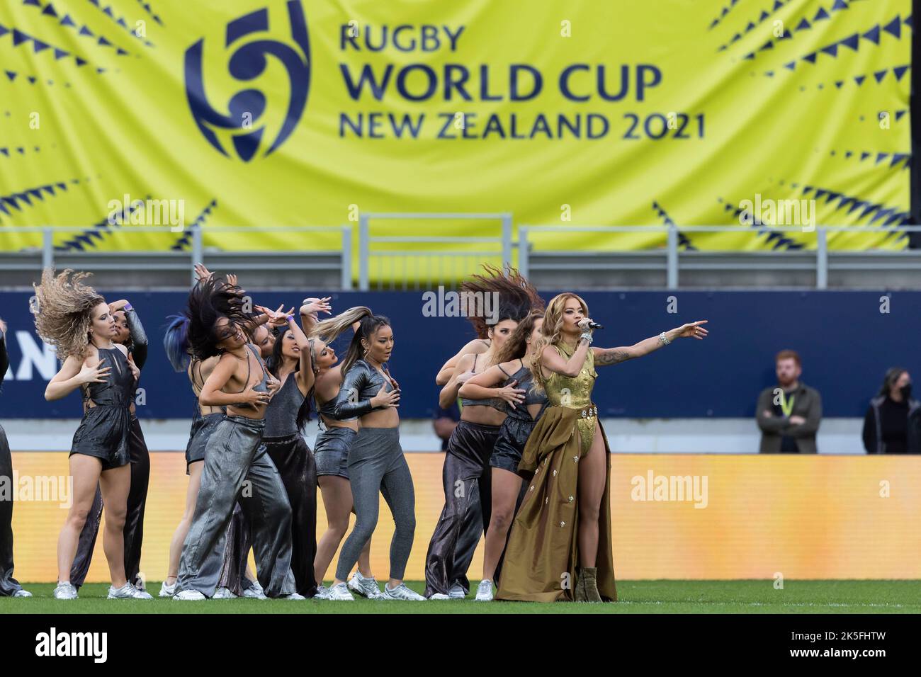 Rita Ora performs before the Women's Rugby World Cup 2021 at Eden Park