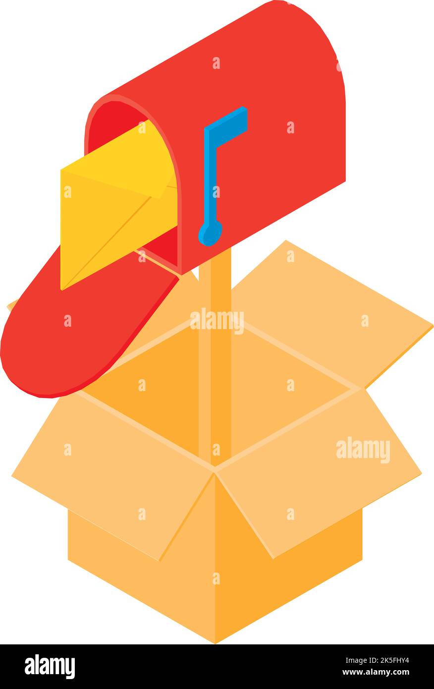 Mail delivery icon isometric vector. Open red mailbox with letter