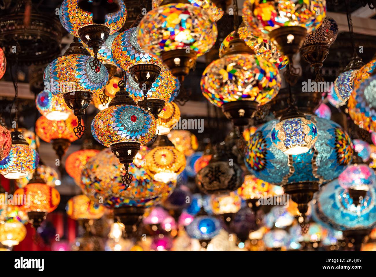 Turkey. Market With Many Traditional Colorful Handmade Turkish Lamps