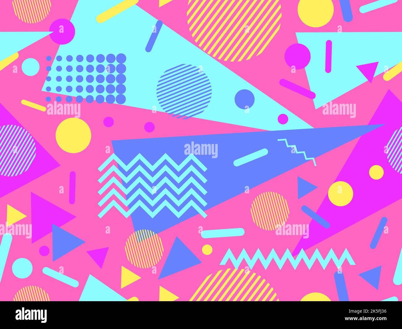 Seamless pattern with geometric shapes in 80s memphis style. Colorful ...