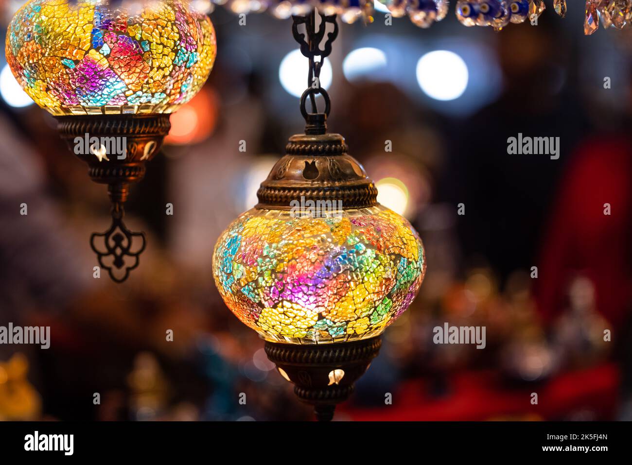 Turkey. Market With Many Traditional Colorful Handmade Turkish Lamps