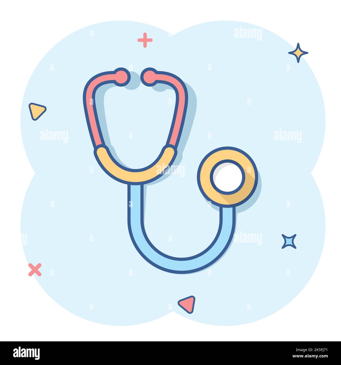 Stethoscope sign icon in comic style. Doctor medical vector cartoon ...