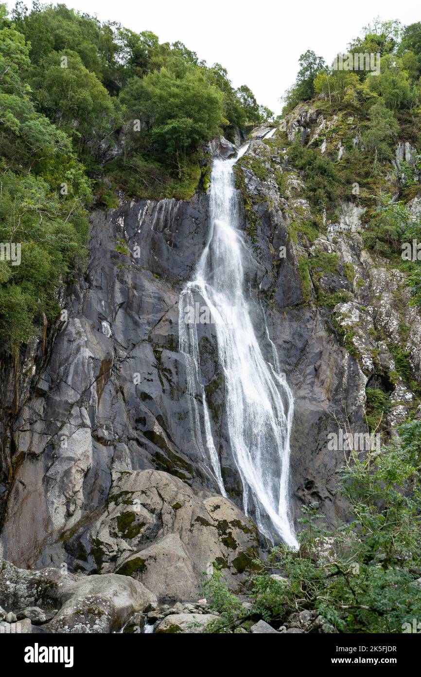 Aber falls waterfall in the northern foothills of the Carneddau. Afon Goch’s (Red River). Wales, UK Stock Photo