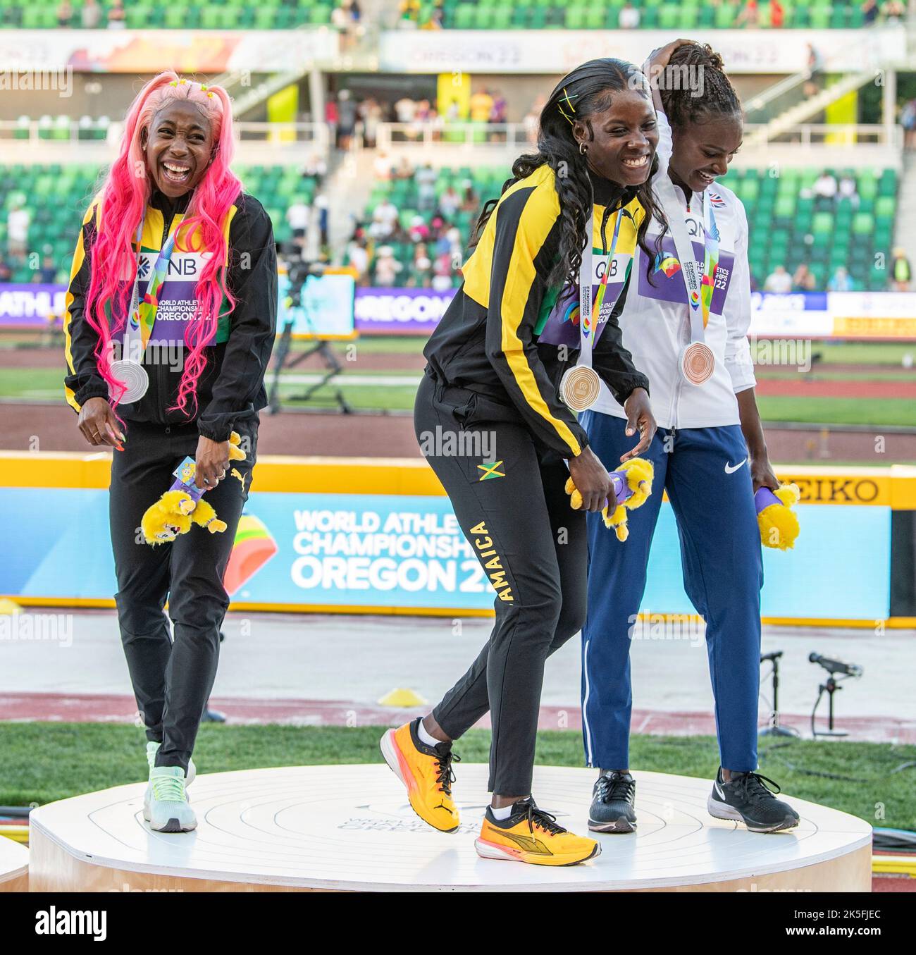 Shelly-Ann Fraser-Pryce, Shericka Jackson Of Jamaica And Dina Asher ...