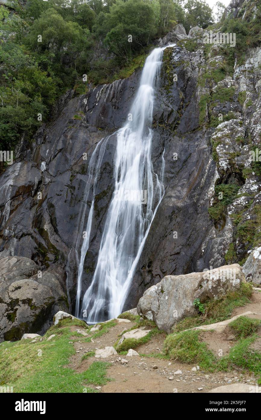 Aber falls waterfall in the northern foothills of the Carneddau. Afon Goch’s (Red River). Wales, UK Stock Photo