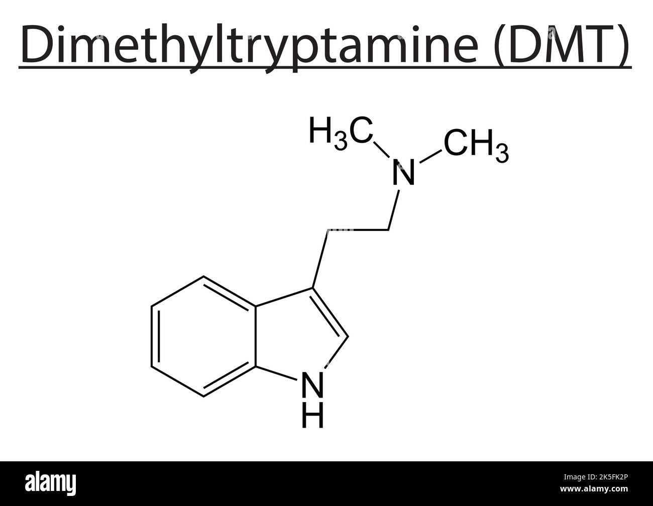 DMT Dimethyltryptamine Molecular structure vector skeletal formula