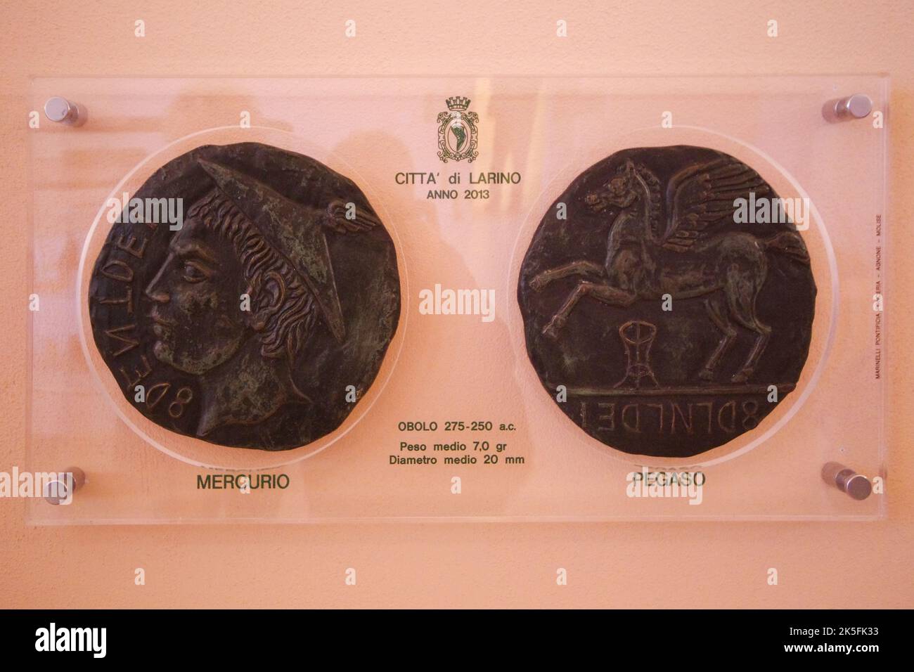Enlarged reproduction of coins minted in the ancient Larinum Stock