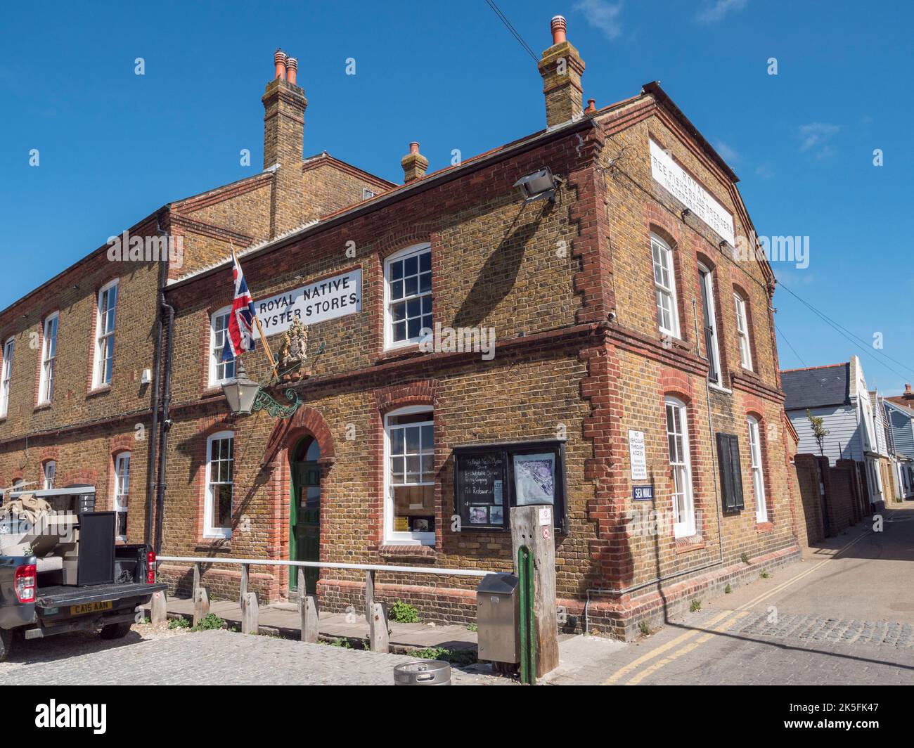 Royal Native Oyster Stores, a seafood restaurant  on the seafront of Whitstable, Kent, UK. Stock Photo