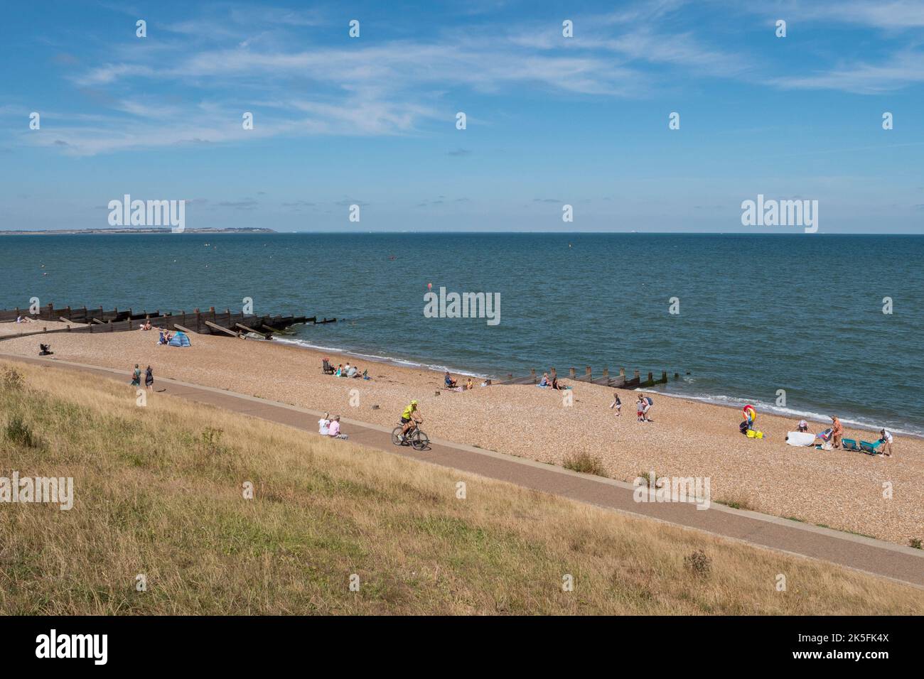 General view of Tankerton Beach in Whitstable, Kent, UK. Stock Photo