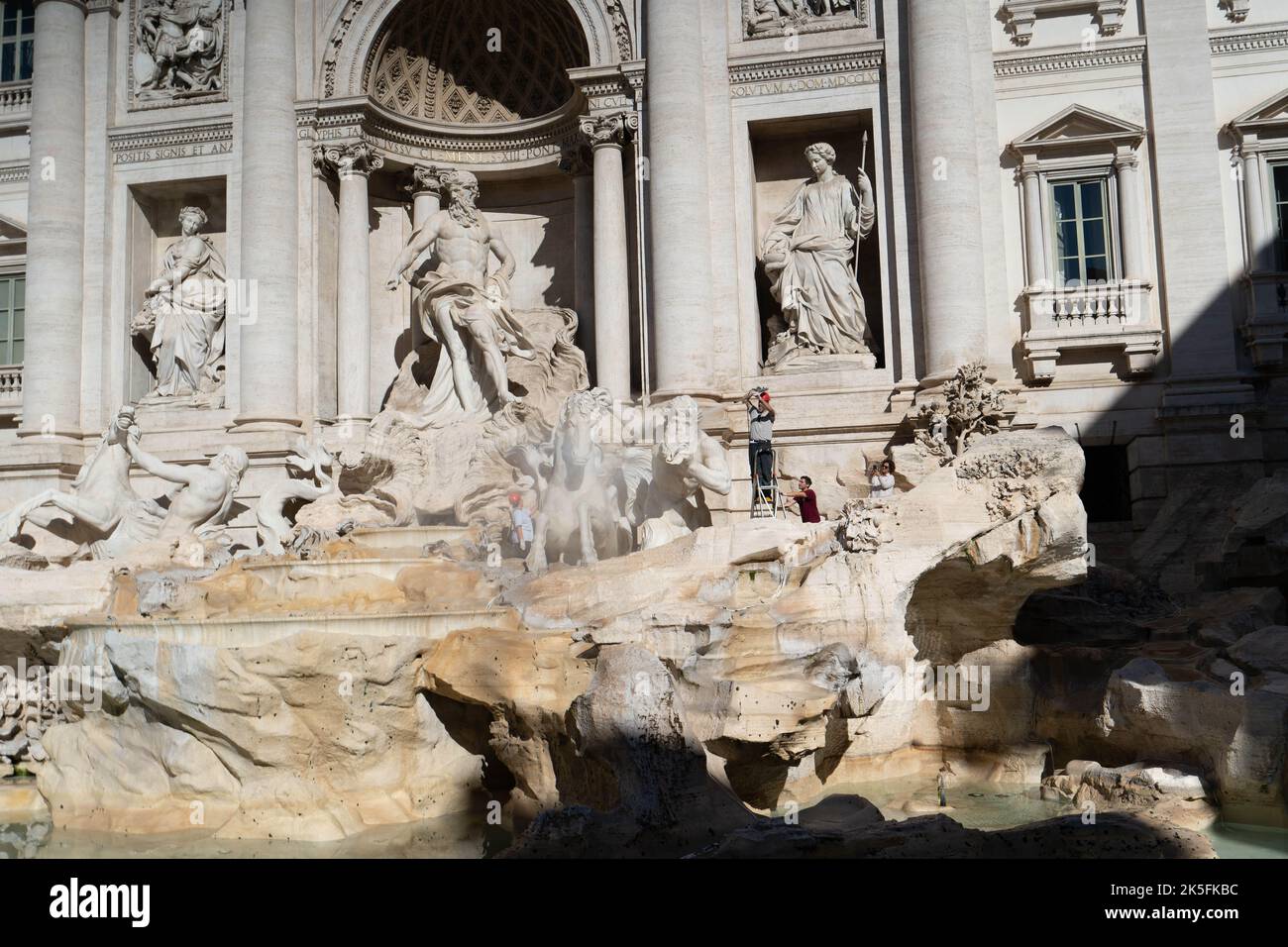 Trevi Fountain (Fontana di Trevi), During cleaning, Rome, Italy Stock Photo