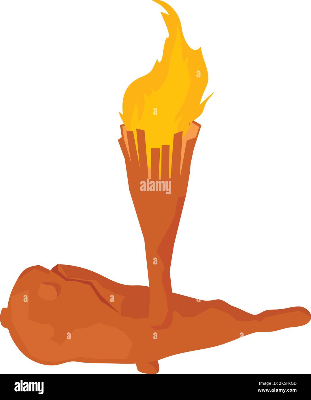 Stone age icon isometric vector. Burning ancient torch and stone age bludgeon. Palaeolithic age attribute, history Stock Vector