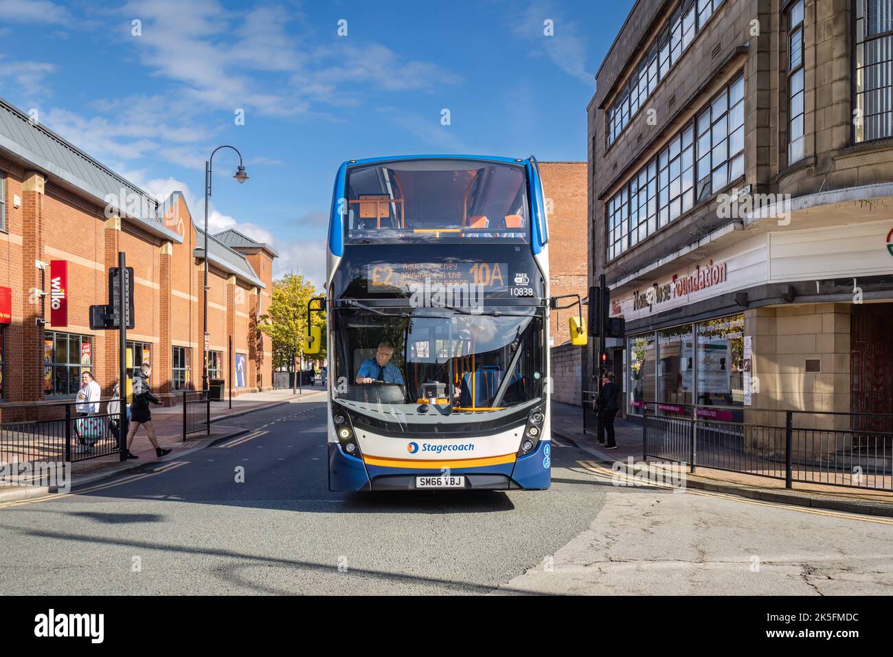 06.10.2022 St Helens, Merseyside, UK Stagecoach St Helens is set in the heart of Newton-le-Willows and Ashton-in-Makerfield and has been providing qua Stock Photo