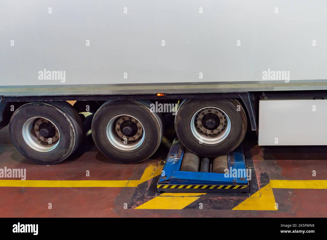 Rollers in a mandatory vehicle inspection (ITV) to check the brakes of