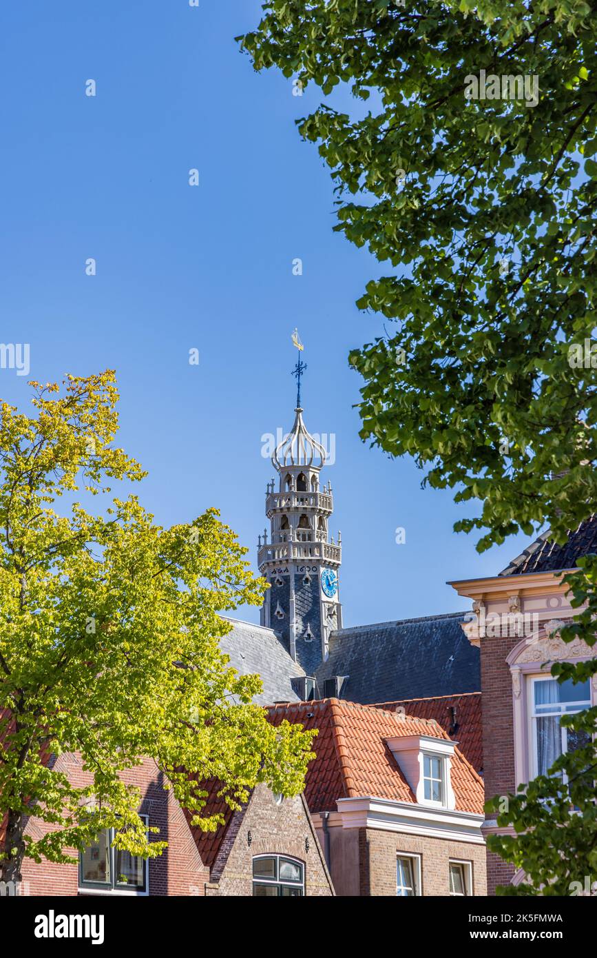Cityscape of Hoorn with church and houses in the center of Hoorn North