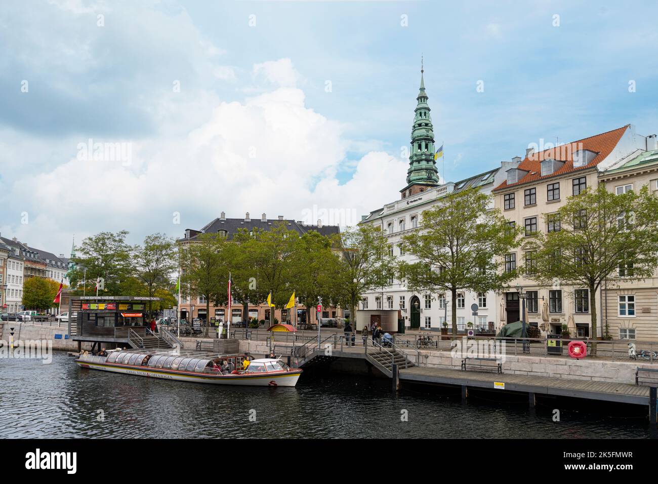Denmark In October Copenhagen, Denmark. October 2022. a tourist boat on Frederiksholms ...