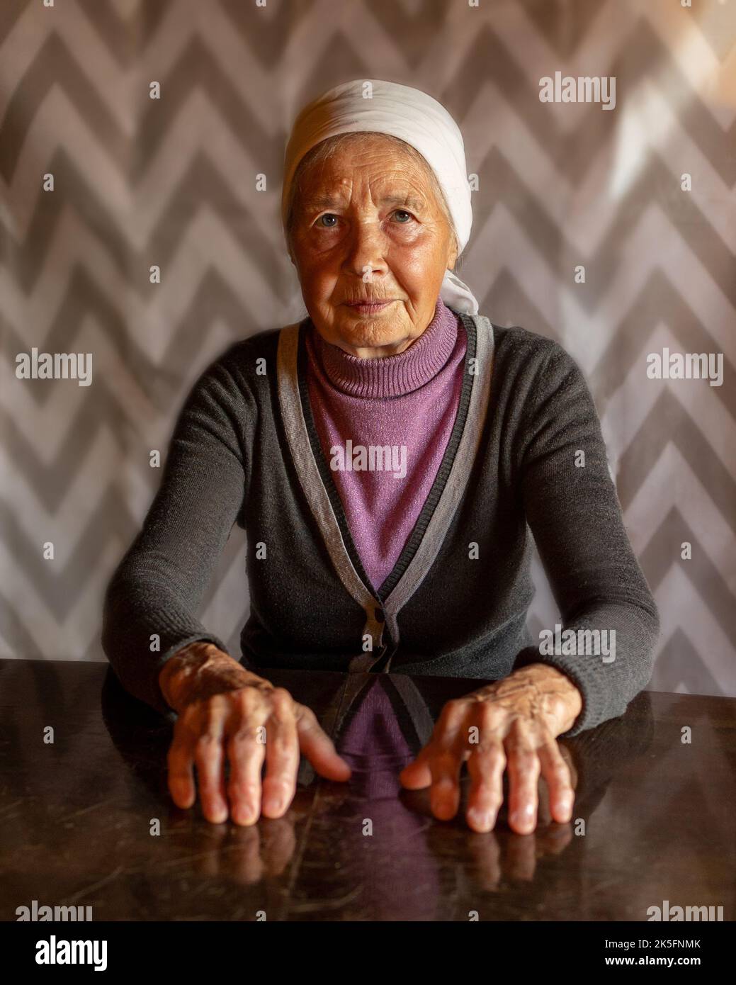 Elderly dame. Hands of old woman with polyarthritis disease. . High quality photo Stock Photo