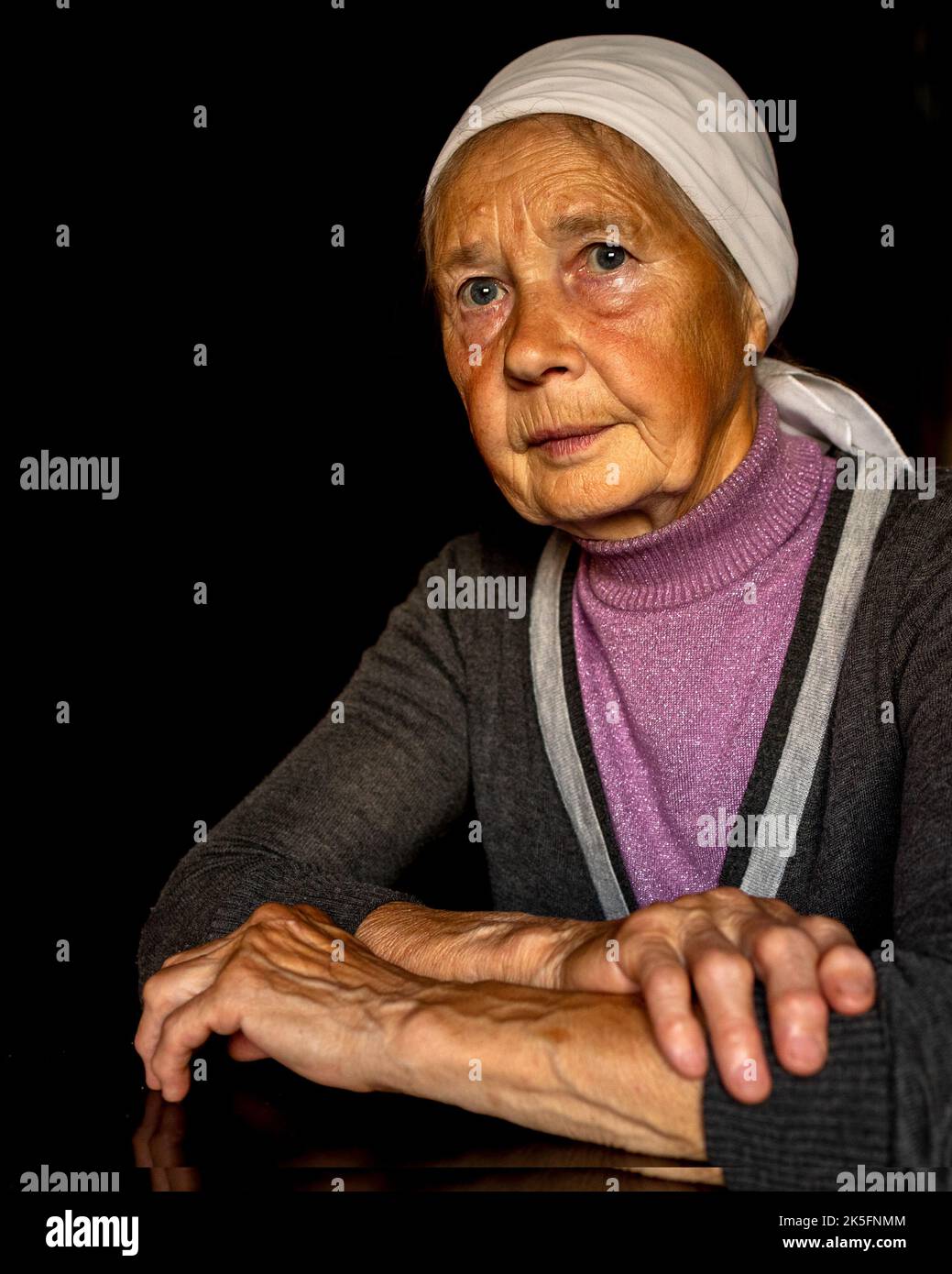 Elderly dame. Hands of old woman with polyarthritis disease. . High quality photo Stock Photo