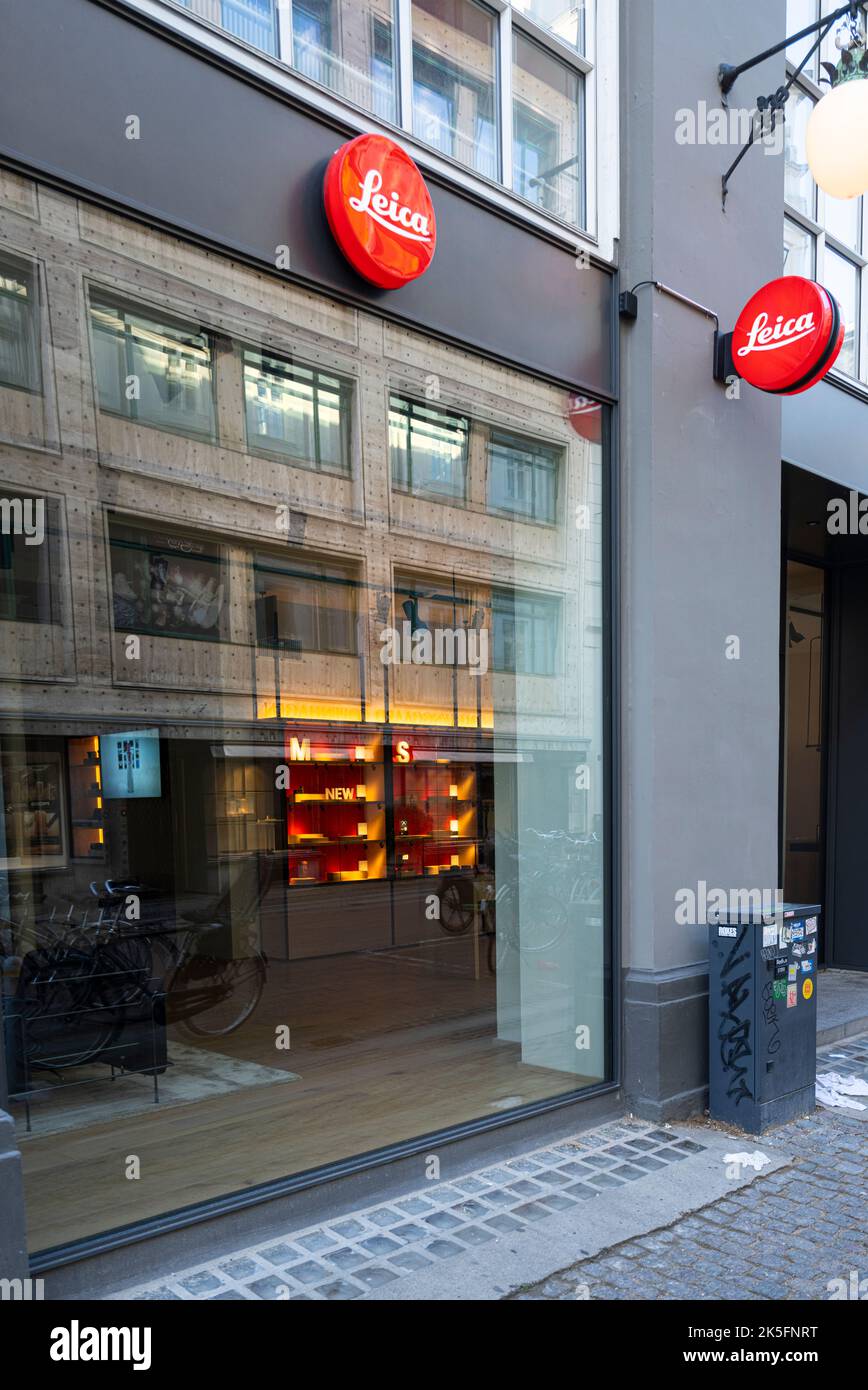 Copenhagen, Denmark. October 2022. External view of the Leica brand store by in the city center Stock Photo