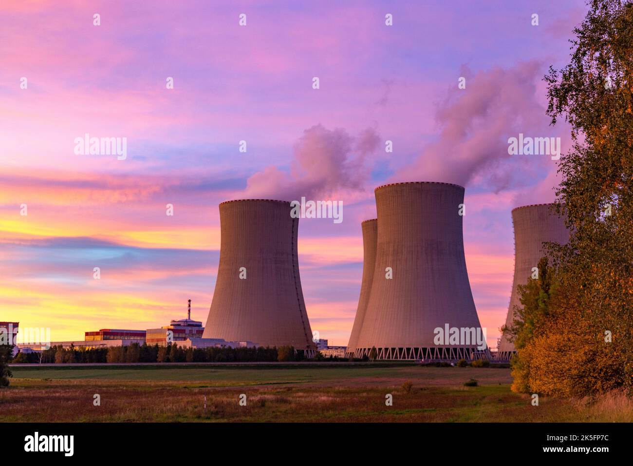 Nuclear power plant Temelin at sunset. Czech Republic Stock Photo - Alamy