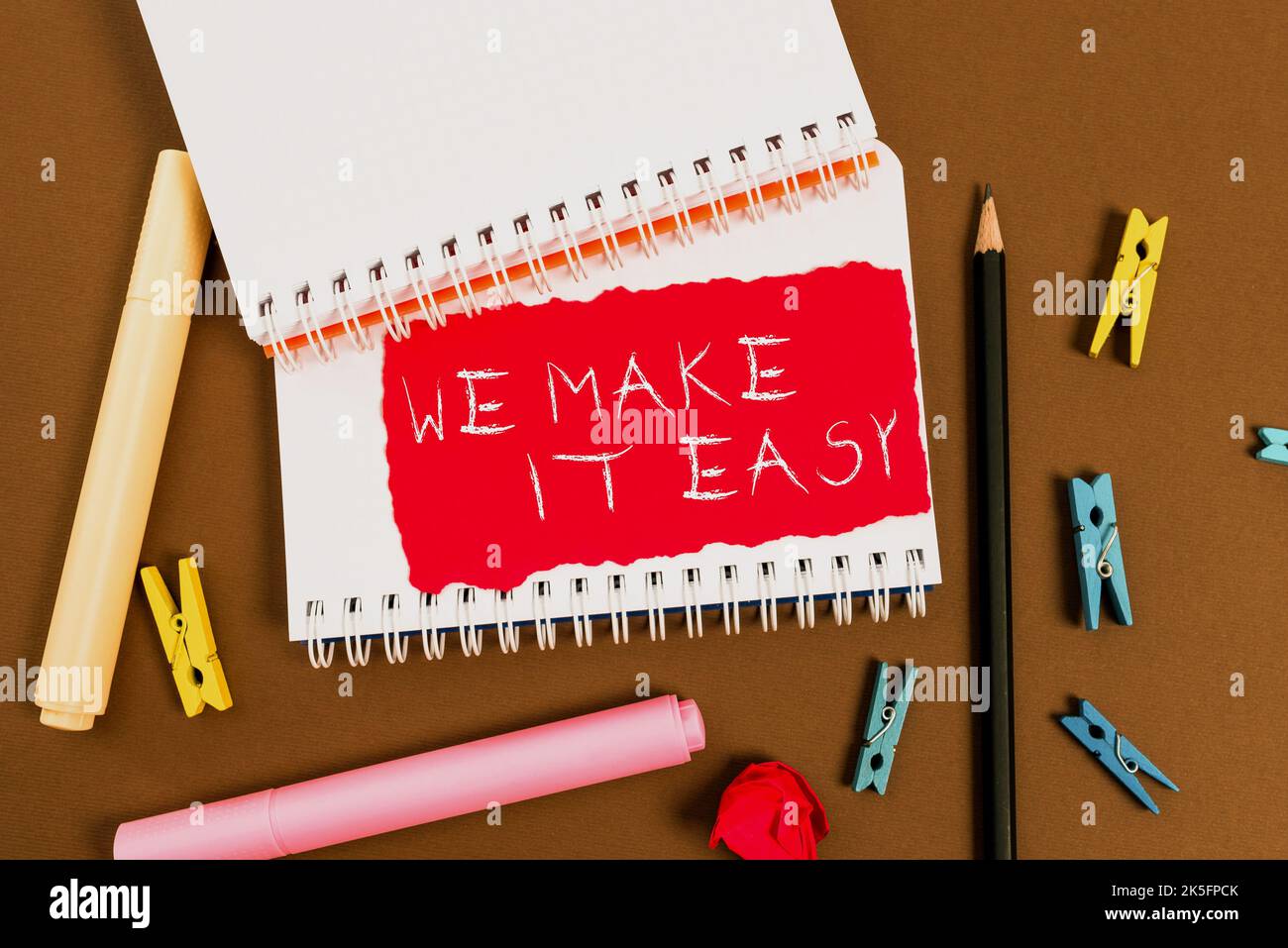 Conceptual caption We Make It Easy. Business idea Offering solutions ...