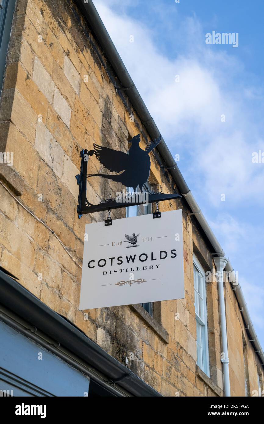 The cotswolds distillery shop sign. Broadway, Cotswolds, Worcestershire