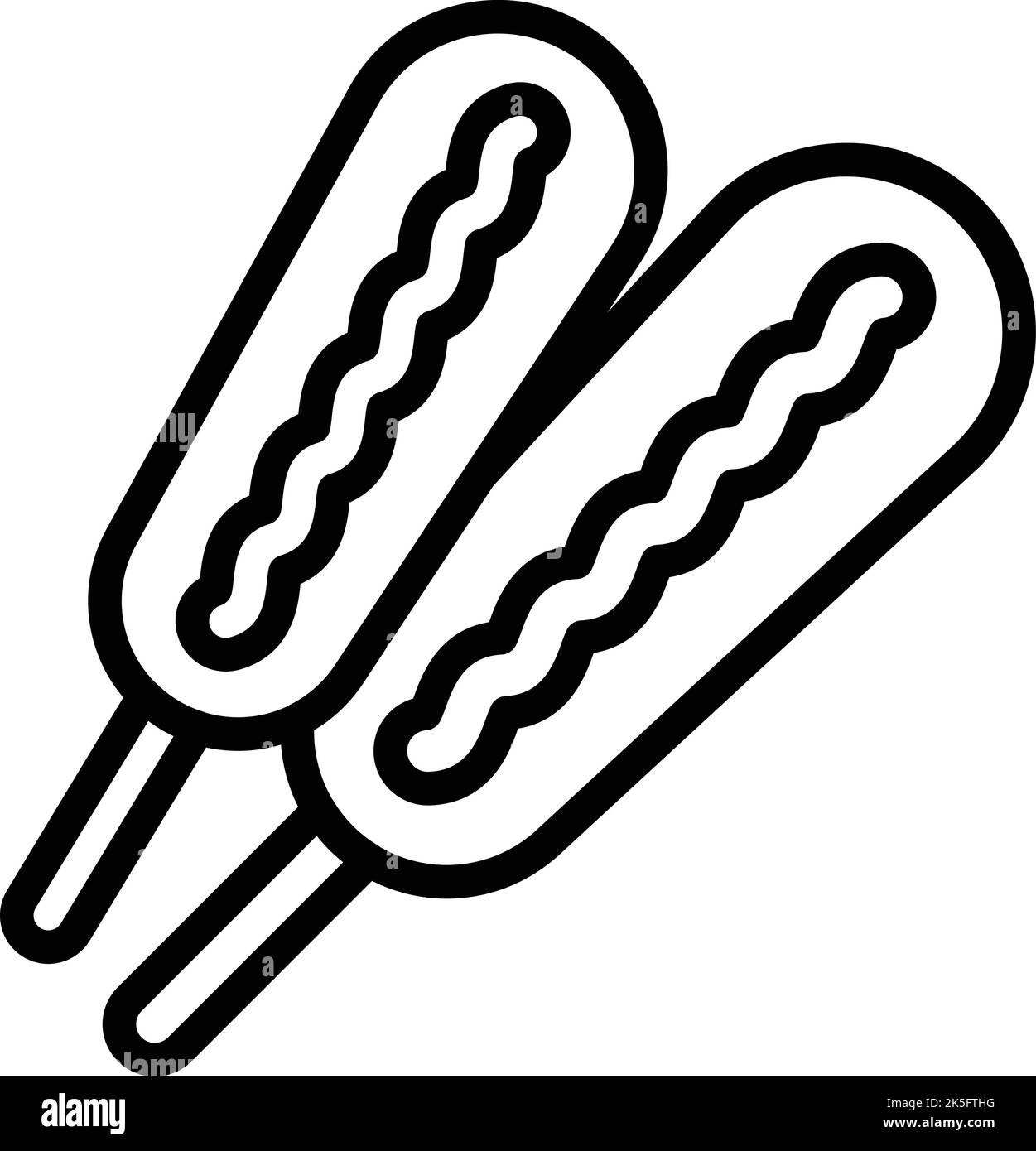 Corn dog icon outline vector. Hot food. Corndog stick Stock Vector