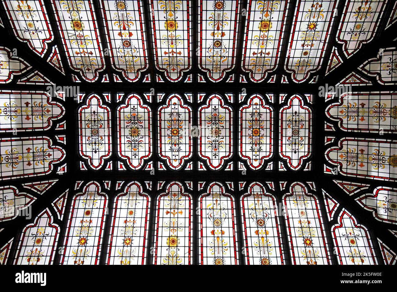 Painted Glass ceiling at Bletchley park house. Stock Photo