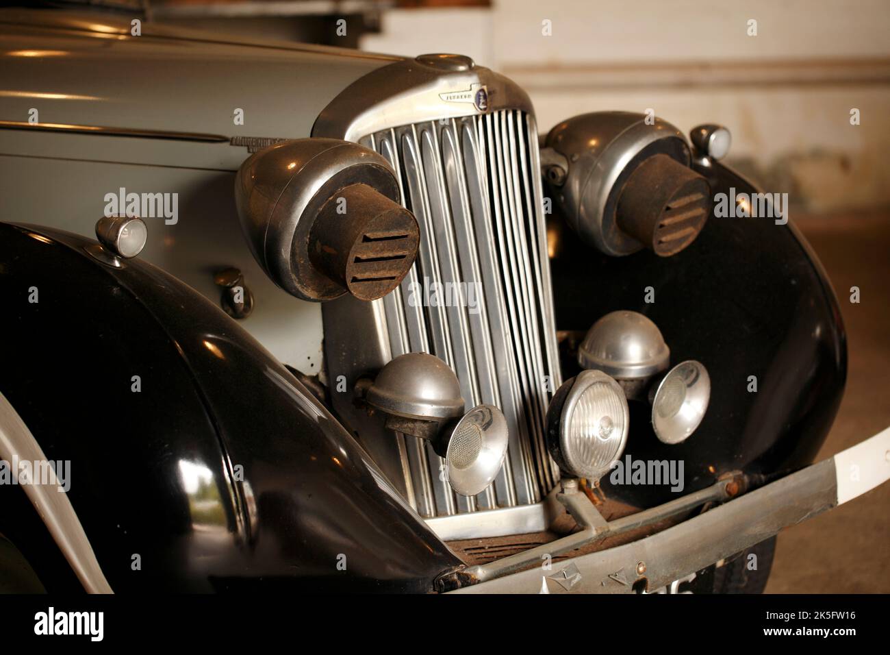Sunbeam Talbot Supreme wartime car with hooded light covers. WW2, WWII. Stock Photo