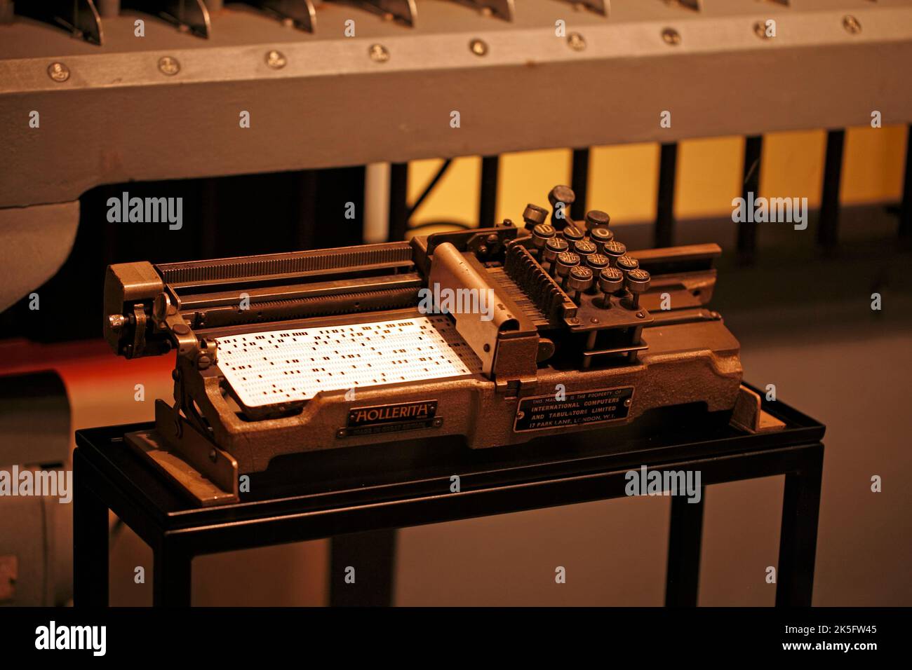 Machine for sorting punch cards in the Hollerith section. Holes were punched in each card. Stock Photo